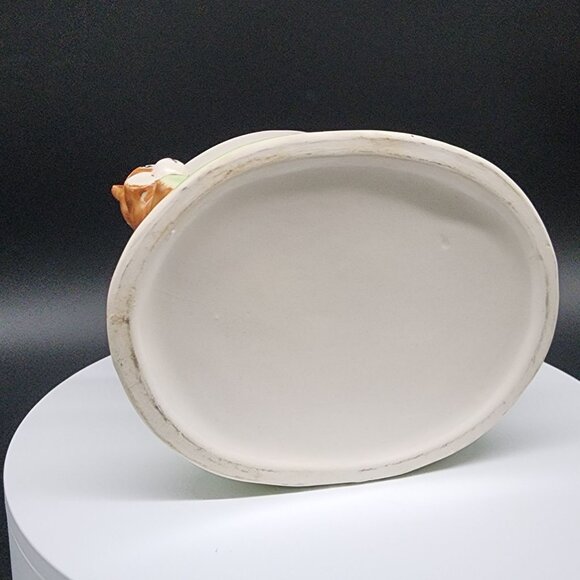 Vintage Japan Bear & Train Ceramic Planter - Pride Of The Orient Green Blue Pink - Picture 8 of 9